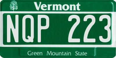VT license plate NQP223
