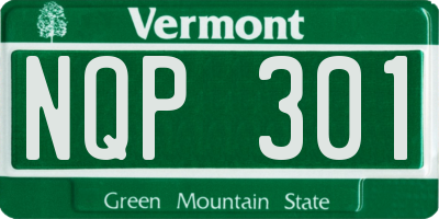 VT license plate NQP301