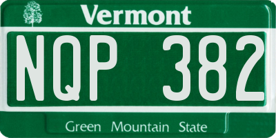 VT license plate NQP382