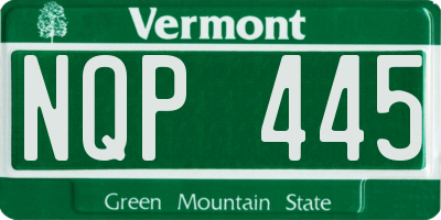 VT license plate NQP445
