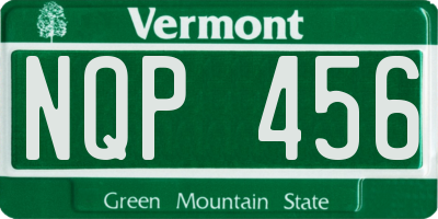 VT license plate NQP456