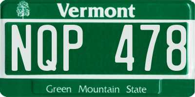 VT license plate NQP478