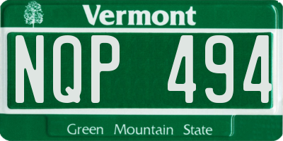VT license plate NQP494