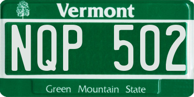 VT license plate NQP502