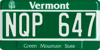 VT license plate NQP647