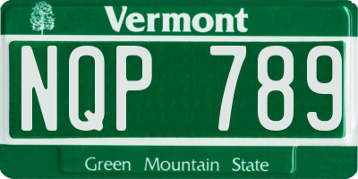 VT license plate NQP789