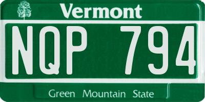 VT license plate NQP794