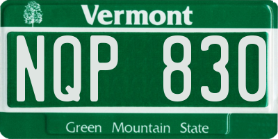 VT license plate NQP830