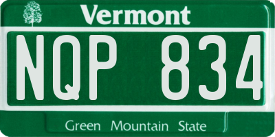 VT license plate NQP834