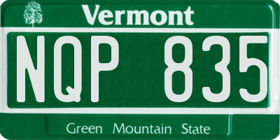 VT license plate NQP835