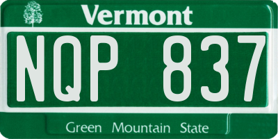 VT license plate NQP837