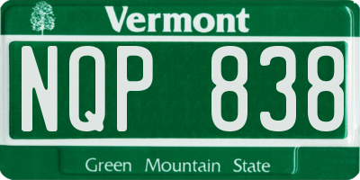 VT license plate NQP838