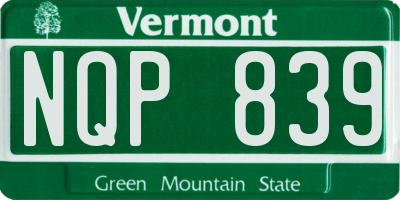 VT license plate NQP839