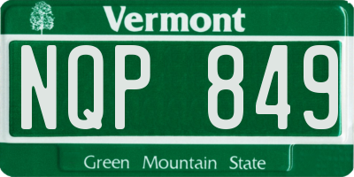 VT license plate NQP849
