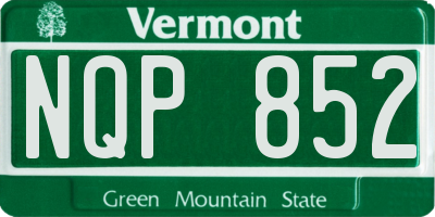 VT license plate NQP852