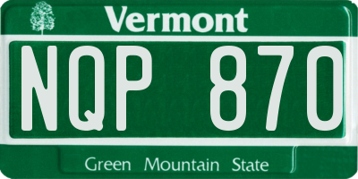 VT license plate NQP870