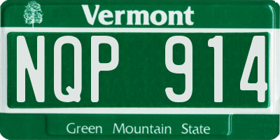 VT license plate NQP914