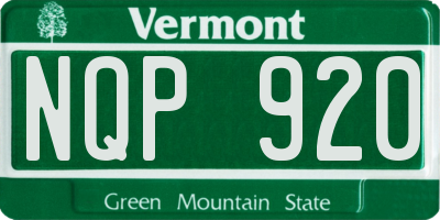 VT license plate NQP920