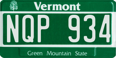 VT license plate NQP934