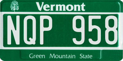 VT license plate NQP958