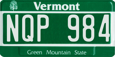 VT license plate NQP984