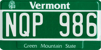 VT license plate NQP986