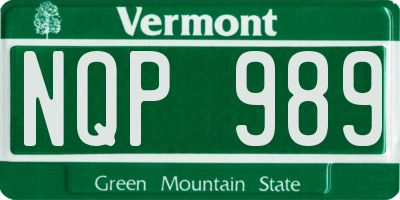 VT license plate NQP989
