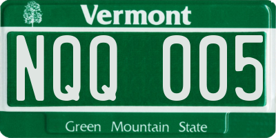 VT license plate NQQ005