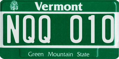 VT license plate NQQ010