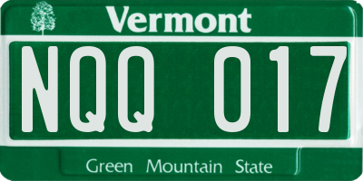 VT license plate NQQ017