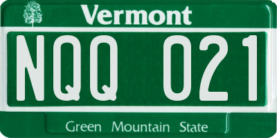 VT license plate NQQ021