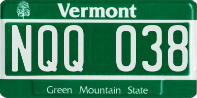 VT license plate NQQ038