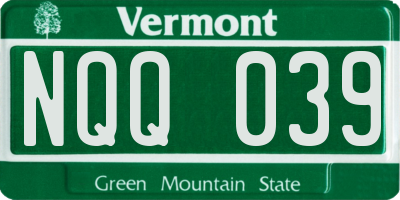 VT license plate NQQ039