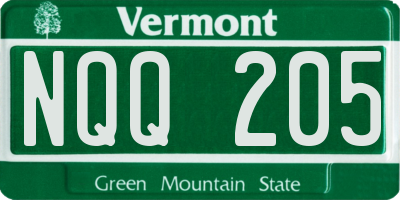 VT license plate NQQ205