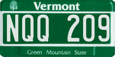 VT license plate NQQ209