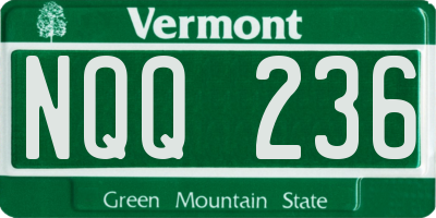 VT license plate NQQ236