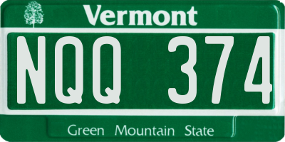 VT license plate NQQ374