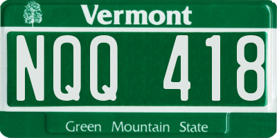 VT license plate NQQ418