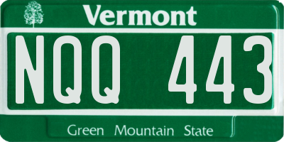 VT license plate NQQ443