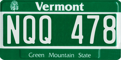 VT license plate NQQ478