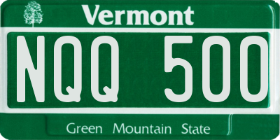 VT license plate NQQ500