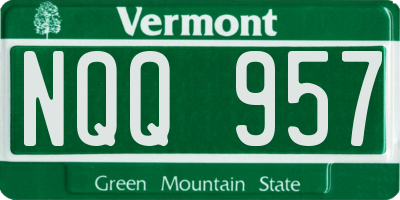 VT license plate NQQ957