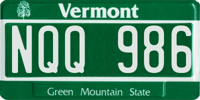 VT license plate NQQ986