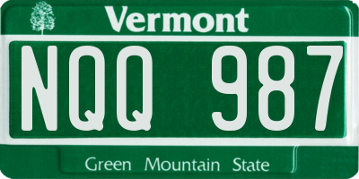 VT license plate NQQ987