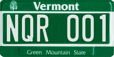 VT license plate NQR001
