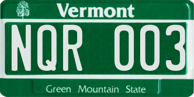 VT license plate NQR003