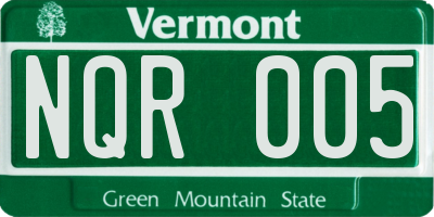 VT license plate NQR005
