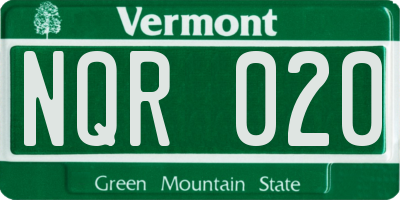 VT license plate NQR020