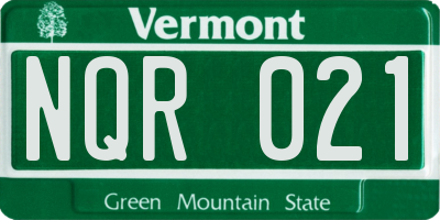 VT license plate NQR021