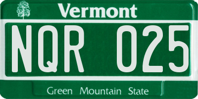 VT license plate NQR025